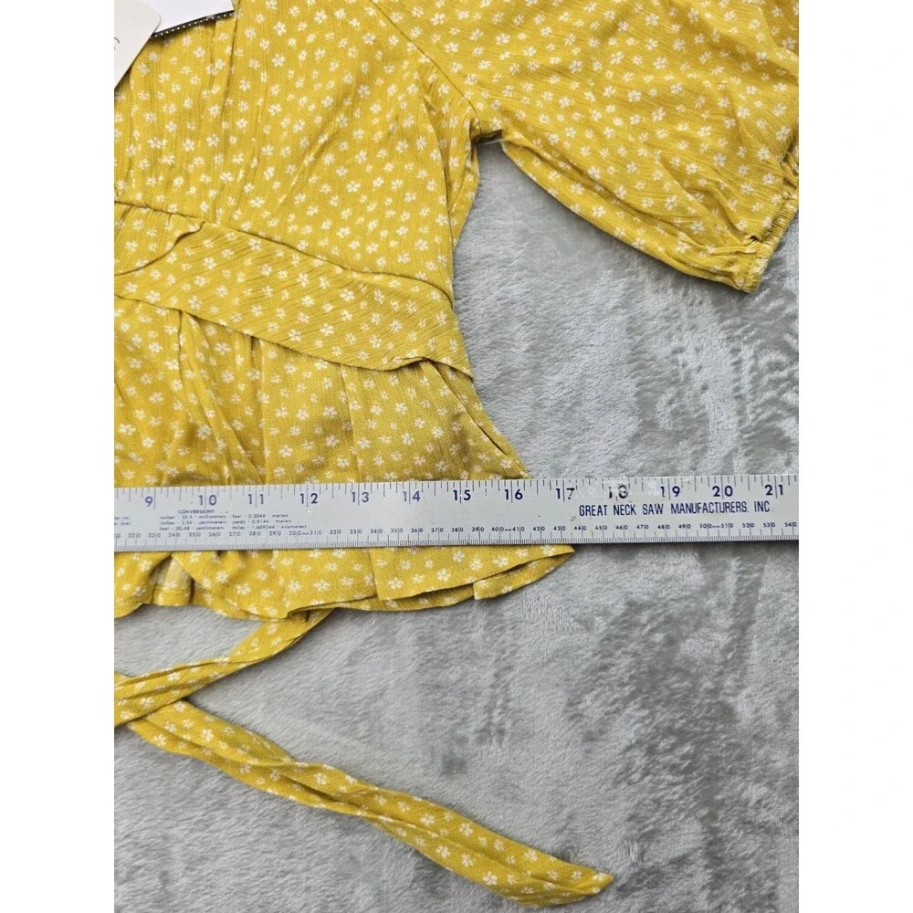 NWT Speechless Kids Girls Yellow Floral Top Size XL Fits Medium Puff Sleeve...